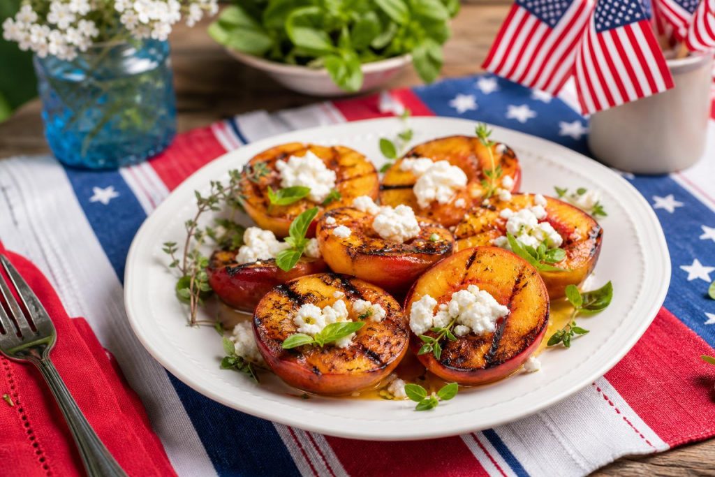 Grilled Peaches with Cinnamon Greek Yogurt