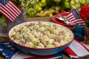 Patriotic Low-Carb Cauliflower Potato Salad
