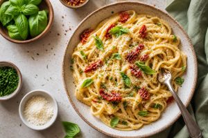 High-Protein Creamy Pasta with Blended Cottage Cheese: 36g Protein Per Serving