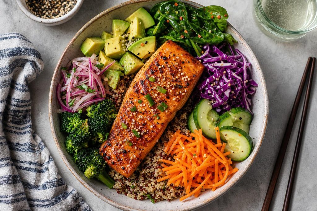 High-Protein Garlic Ginger Salmon Power Bowl: 42g Protein Per Serving