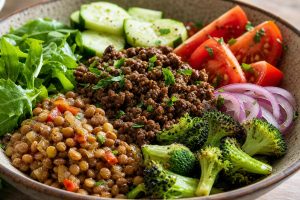 High-Protein Lentil and Ground Beef Bowl: 42g Protein, Maximum Satiety
