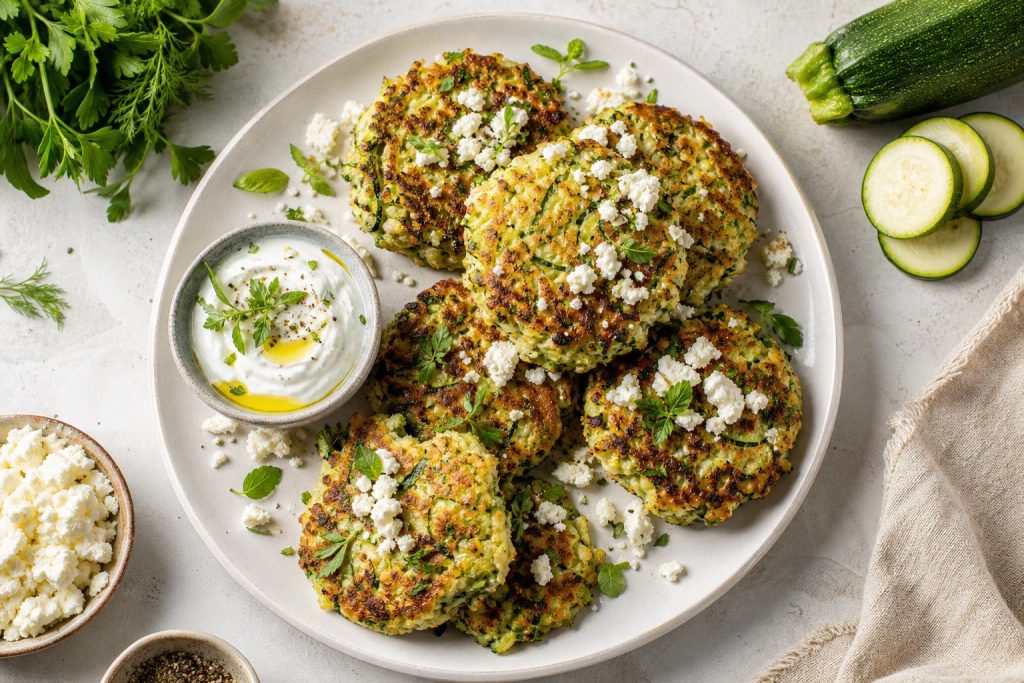 High-Protein Zucchini and Feta Fritters: 32g Protein Per Serving