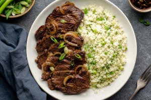 High-Protein Filipino Beef Steak with Cauliflower Rice: 42g Protein Per Serving