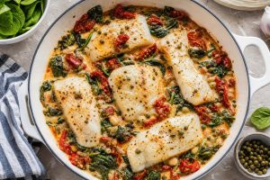 High-Protein Tuscan White Fish Casserole: 42g Protein Per Serving