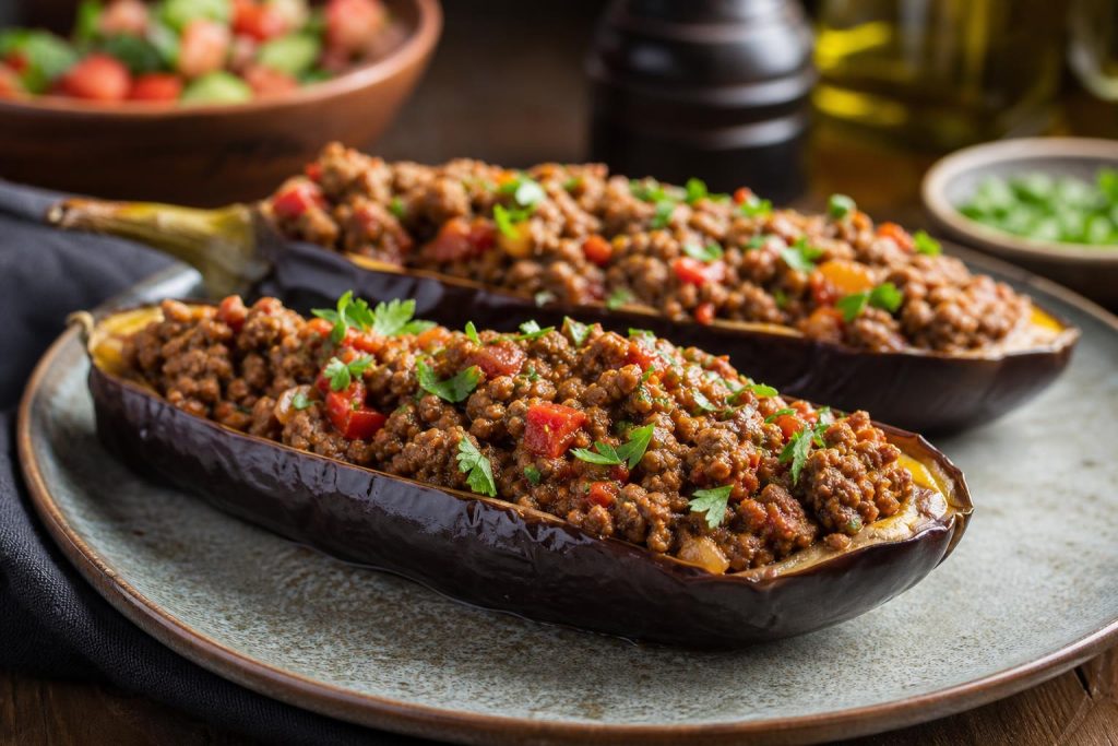 High-Protein Spiced Beef & Lamb Stuffed Eggplant: 38g Protein Per Serving